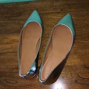 J.Crew silver flats size 10. New!
